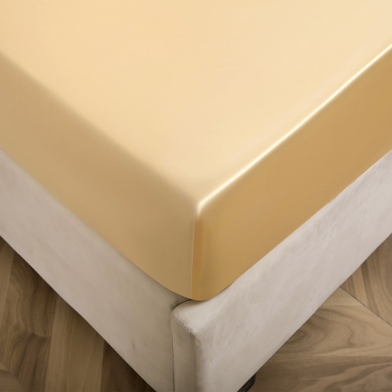 Solid Color Satin Imitation Silk Fitted Sheet - Calm Cloud Bedding